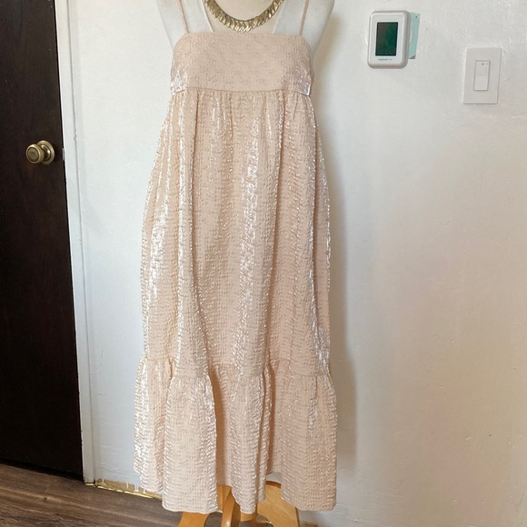 Kika Vargas Strapless Textured Dress in Cream - Picture 1 of 12